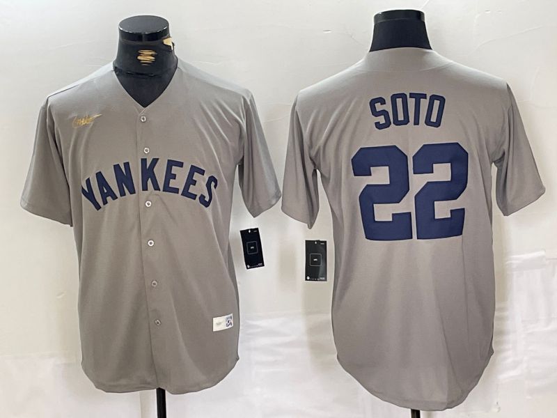 Men New York Yankees #22 Soto Grey Throwback Nike Game 2024 MLB Jersey style 11->new york yankees->MLB Jersey